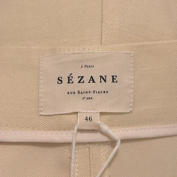 Sezane Loulou Trousers In Creme NWT Size 46, US 14
